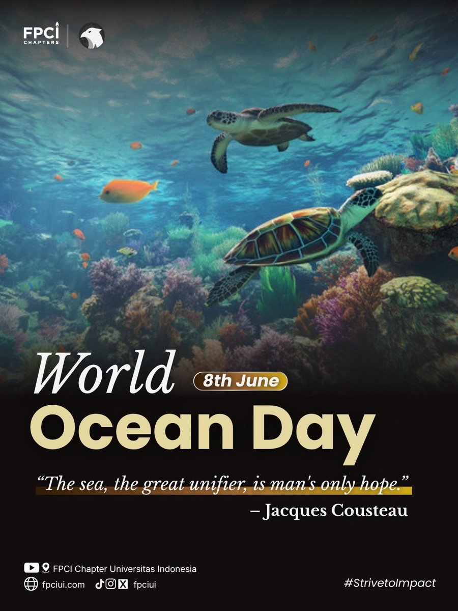 fpciui's tweet photo. [World Ocean Day]

Every June 8, World Ocean Day serves as a vital reminder of our profound dependence on the marine environment. The ocean generates over half of our oxygen, sustains billions of people, links nations, and stabilizes the climate. https://t.co/RkL2FCxpSh