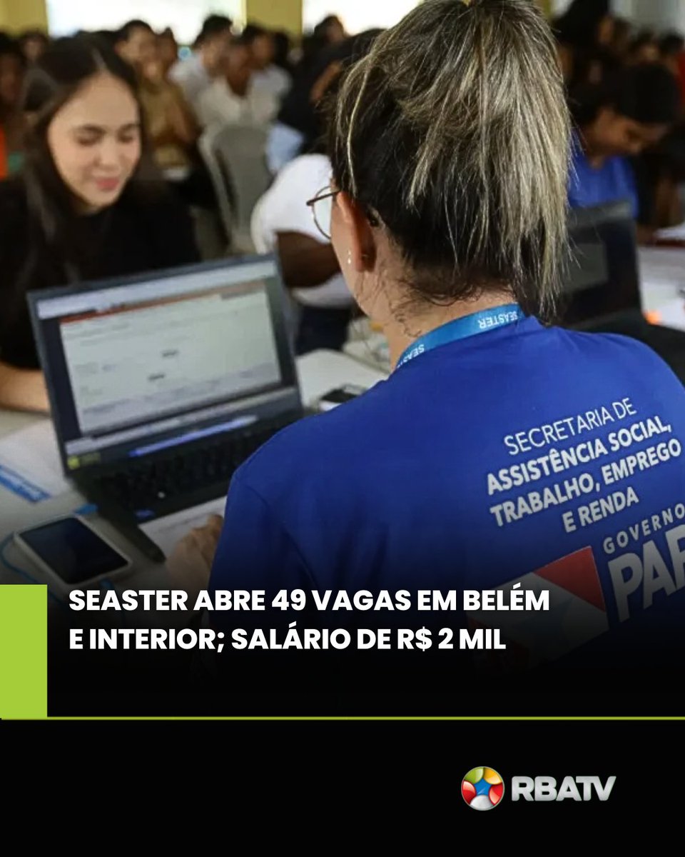 rbatvoficial's tweet photo. Seaster abre 49 vagas temporárias em Belém e interior com salário de R$ 2 mil. Inscrições gratuitas só em 9/6 para níveis médio e superior, incluindo médicos e enfermeiros. Não perca! https://t.co/FkHZ5nW5sc...
#Pará #BelémDoPará #Pará #Seaster https://t.co/ihO3QdaVwL