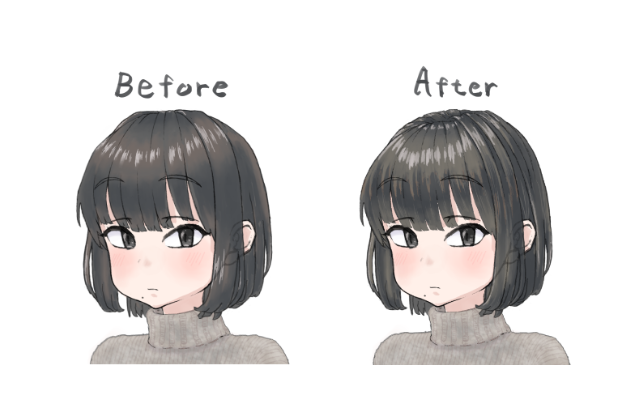 学習の結果。
髪の流れが自然になったのと、
塗りがちょっとリッチになった!気がする。 