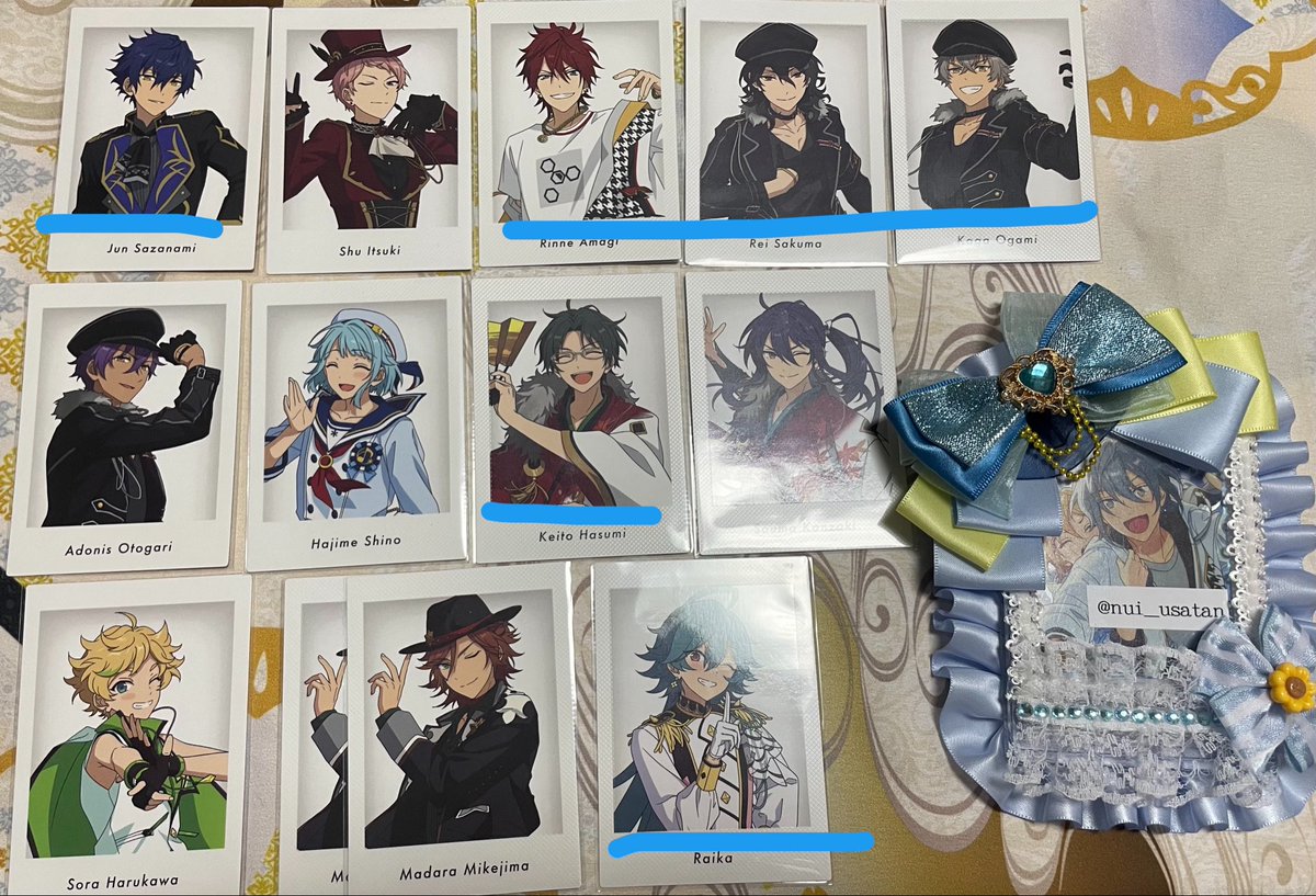 nui_usatan's tweet photo. 【交換｜譲渡】あんスタ 10周年 購入特典 ぱしゃっつ

譲）奏汰 ジュン 燐音 零 晃牙 アドニス 創 敬斗 颯馬 泉 宙 斑 エス ユメ ライカ

求）ニキ なずな>翠 光 維吹 こはくor128円

🔵▶︎無印同数含むお取引
ニキなずなは同数求めてます。
周年↔特典可･異種アイランドとの交換◎ https://t.co/Z9X18IW8bQ