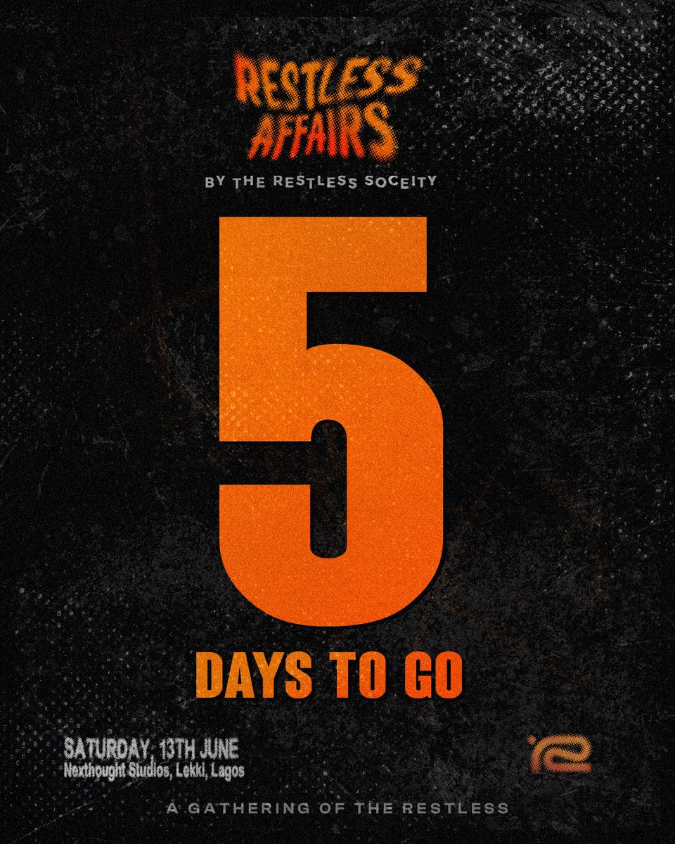 restlessociety's tweet photo. Happy Restless Affairs week to all who celebrate!!!

We have come up with a couple of activities to keep us engaged for the next five days so go crazyyy🔥🔥🔥

Remember, tickets are still available on our website🫶🏾 https://t.co/1T8rsNSPyi