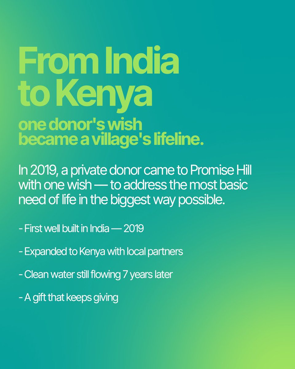 PromiseHillPro1's tweet photo. 💧 One donor's vision now provides clean water to 841 people in India and Kenya.

3 wells. 2 continents. Countless lives changed.

This isn't just water. It's life. 💜

#PromiseHillProject #CleanWater #BeTheChange https://t.co/9ek6qwjgiD