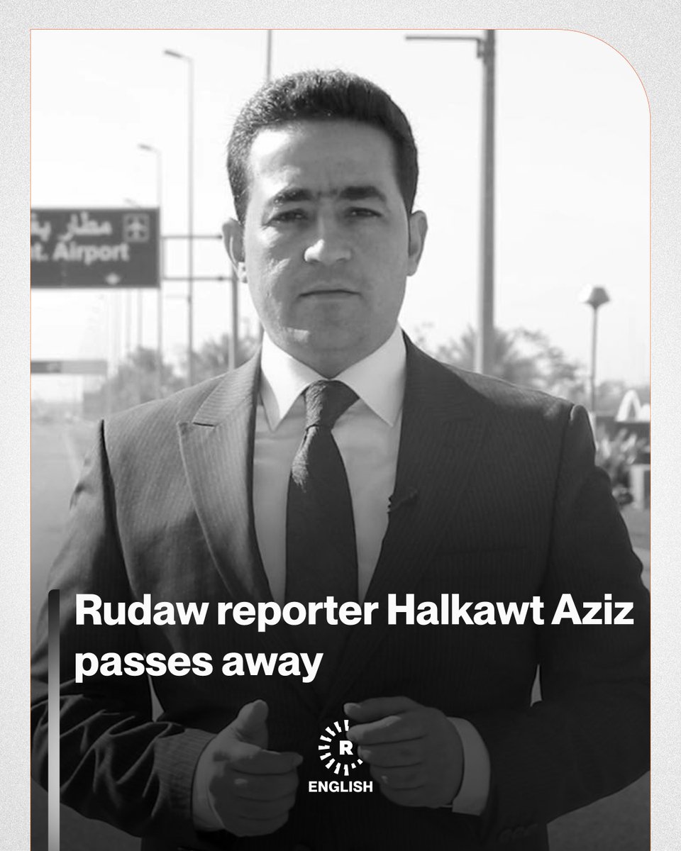 RudawEnglish's tweet photo. Halkawt Aziz, Rudaw’s bureau chief in Baghdad, passed away Monday afternoon after being involved in a car accident near Basra.

He was 36 years old. https://t.co/VcOYz7fu2Y