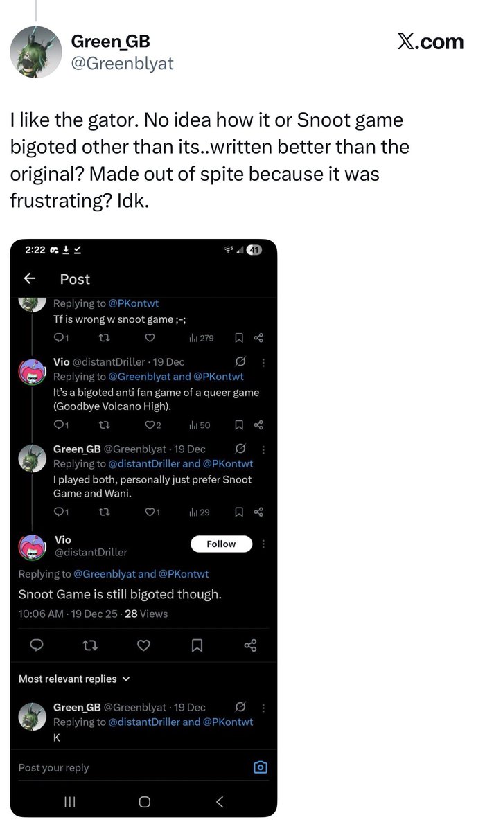 SmashUltLucas's tweet photo. @giiojo_ 
Heads up, you’re following this person, who supports a bigoted parody of a game called Goodbye Volcano High. https://t.co/1DLOD9jXTG