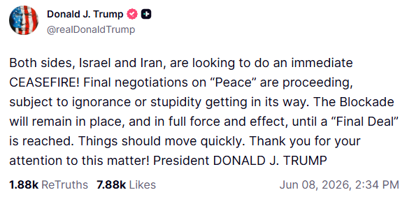 ZiadMDaoud's tweet photo. More in the last few hours:
• Iran signaled it may stop striking Israel
• Its condition: Israel stops too, including in Lebanon
• Trump says both sides are looking for a ceasefire

https://t.co/51Jx055Fsj https://t.co/OH6k2hqP1D
