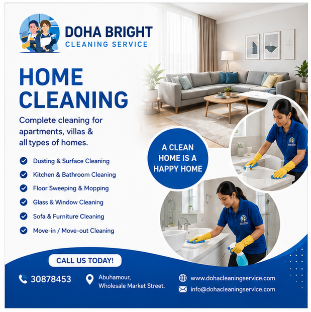 DohaBright's tweet photo. 🏠 A Clean Home is a Happy Home!
Need reliable home cleaning in Doha? Let our professional team take care of the cleaning while you enjoy your free time.

📞 Call: +974 3087 8453
#DohaCleaning #HomeCleaning #QatarServices #DohaQatar #DeepCleaning #VillaCleaning #ApartmentCleaning https://t.co/FsJWtggl4e