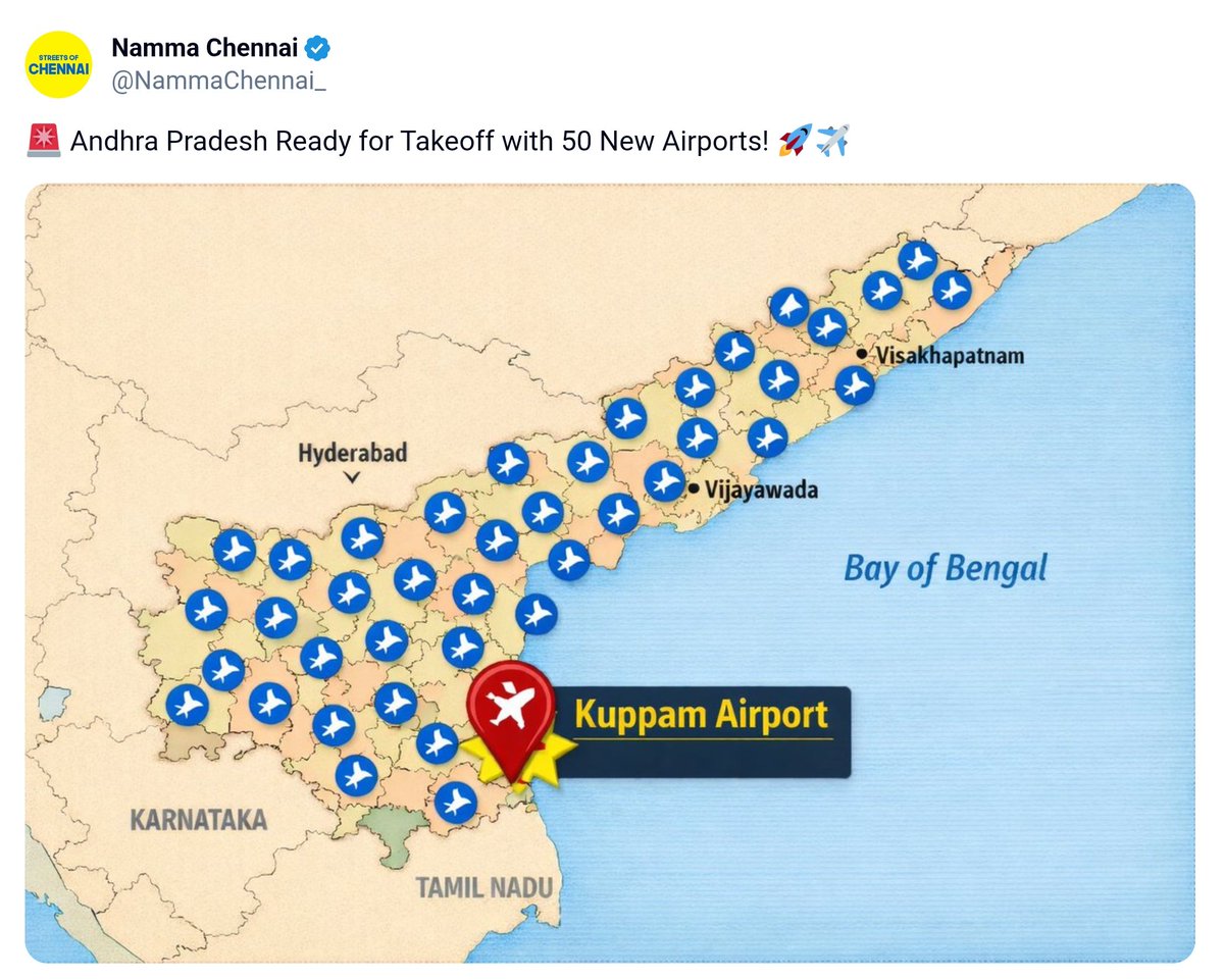 NammaChennai_'s tweet photo. 9/50 ✈️
41 more loading... 

Congrats, Andhra Pradesh 🎉

Good luck competing with them. @AadhavArjuna @BussyAnand @TVKVijayHQ https://t.co/FsQMhLPt0W