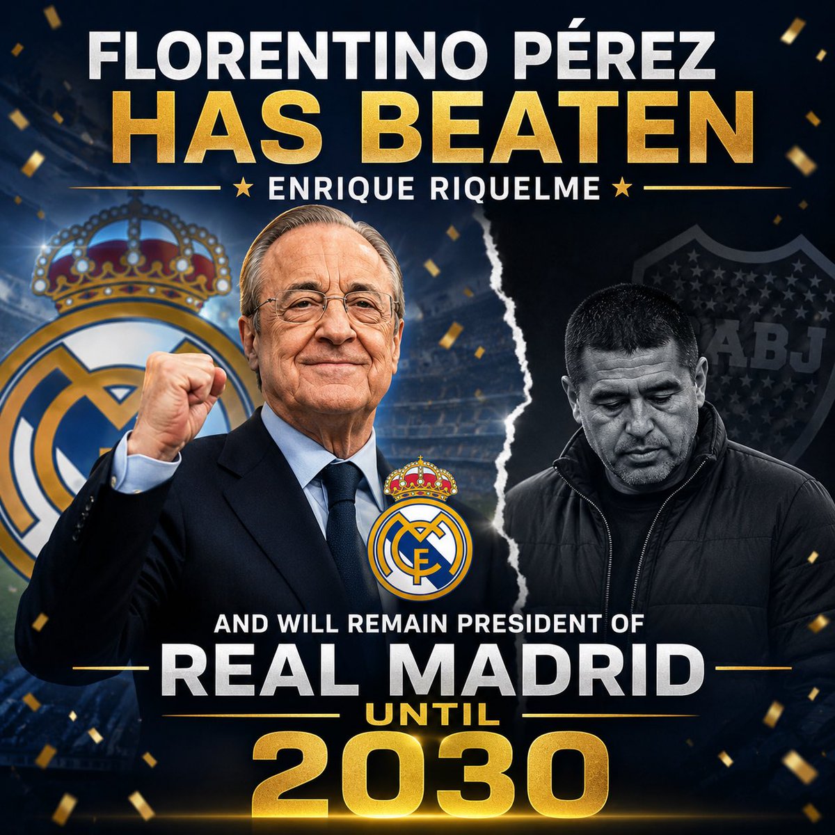 offsideopiniont's tweet photo. 👔🏆 FLORENTINO PÉREZ STAYS IN CHARGE!

After defeating Enrique Riquelme in the presidential election, Florentino Pérez will remain President of Real Madrid until 2030. 🤍

Will Pérez add even more silverware to Real Madrid’s legendary history before 2030? 👀 https://t.co/0GsKsDpIDi