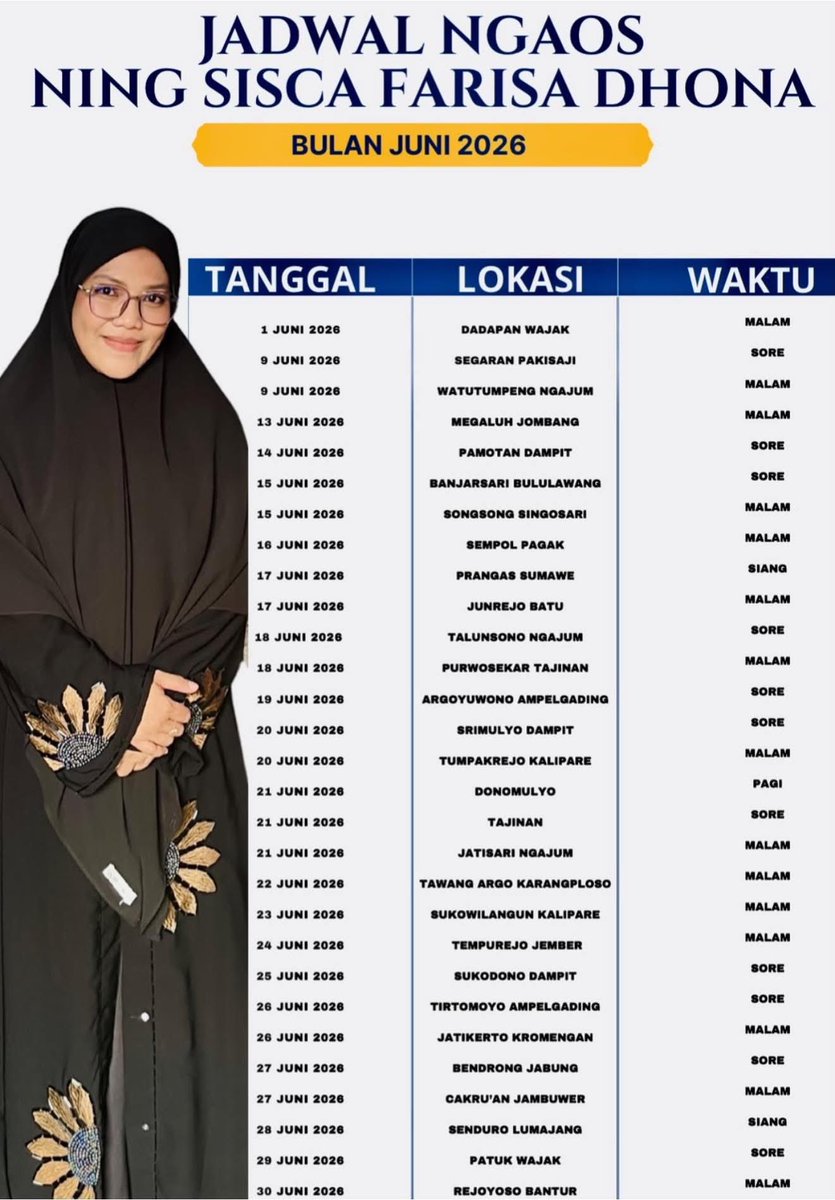nada_sisca's tweet photo. Info jadwal sementara agenda dakwah bulan juni 2026
Sumber informasi ter up to date👇
https://t.co/rmZHZciSBv https://t.co/IE3AZtVrRH