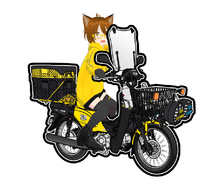 plasmasystem94's tweet photo. ３．クロスカブの擬人化 越野きつね

カブって言葉の意味が、動物の子供で、キツネも含まれるということを知って、黄色いクロスカブ＝キツネかなと🦊
中国語でオフロードは”越野”と書くので、越野きつねで決まり✨

軽量で身のこなしが軽く力持ち💪、お買い物からSSTRまで幅広くこなします😉 https://t.co/PHLSTbYiBt