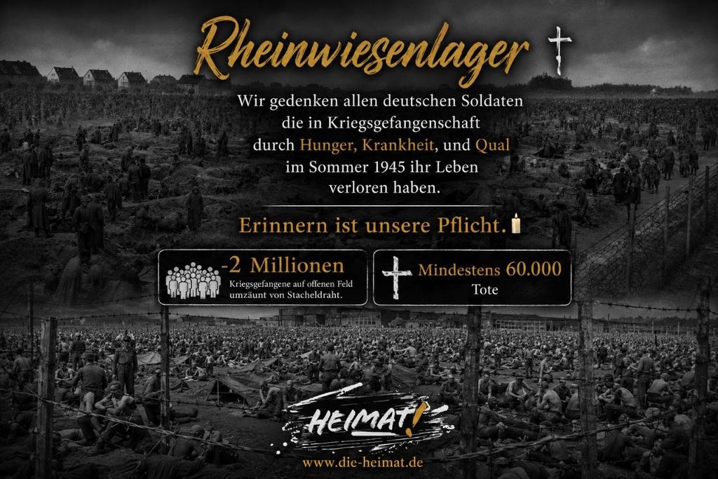 heimat_de's tweet photo. Mit dem Ende des Zweiten Weltkriegs vor jetzt fast genau 81 Jahren waren rund  11 Millionen deutsche Soldaten in Kriegsgefangenschaft geraten. Hunderttausende davon vegetierten unter unvorstellbar schlechten Umständen ab April 1945 in den Rheinwiesenlagern dahin. https://t.co/RQzLYue25v