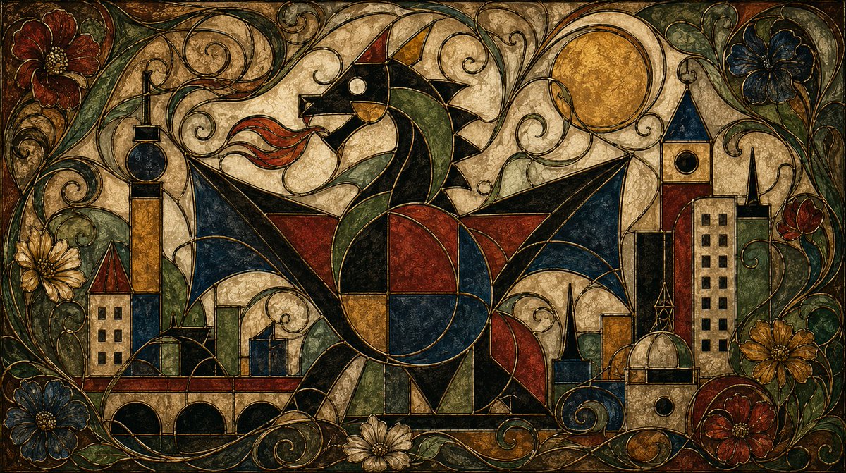 scottielayne's tweet photo. Stained Glass Dragon (AI art) https://t.co/kn1i0JjzMq