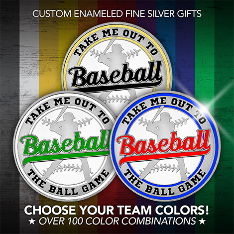 SilverTowneLP's tweet photo. National Little League Week has arrived and our 1oz .999 fine silver Baseball medallion is perfect for commemorating your favorite player or team. The round can be personalized and is now available hand-painted in team colors. Take a closer look >> https://t.co/pXqCtRLOFv https://t.co/cwjjamRDQP