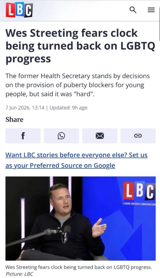 daniellismore's tweet photo. This is extraordinary and it needs to be seen.

Jolyon Maugham KC of the Good Law Project has just published a WhatsApp message sent to Wes Streeting on 11 July 2024, days after Labour won the general election.

The message reads: “Promise I won’t make a habit of messaging. But we are going to have to decide today how hard to slide in on your decision to defend Atkins’ regulations. There is a world in which we coordinate and don’t slide in very hard at all, indeed protect you politically. But we can’t do it unless your team coordinates with us.”

Read that carefully.

This was sent in the context of a High Court challenge to the puberty blocker ban. Streeting was being asked whether he would make Victoria Atkins’ temporary ban permanent. According to Maugham, Streeting prevaricated and then announced he would make it permanent the morning the hearing started.

Maugham says he and colleagues who knew Streeting tried on multiple occasions to reach out to him. They were all blanked. Every single one of them.

His conclusion was clear. By refusing to even speak to the Good Law Project on an issue of huge importance to trans people, Streeting was telling them loud and clear that they could have no influence over the government. There was no point even trying to be critical friends to Labour.

Wes Streeting is now on LBC saying he fears the clock being turned back on LGBTQIA+ progress.

The man who made the puberty blocker ban permanent. Who blanked every attempt to discuss trans healthcare with the people challenging it in court. Who ignored WhatsApp messages from one of the country’s leading human rights lawyers.

Now ‘fears’ the clock being turned back.
The record is the record. And now it is public.

@wesstreeting is a transphobic bigot