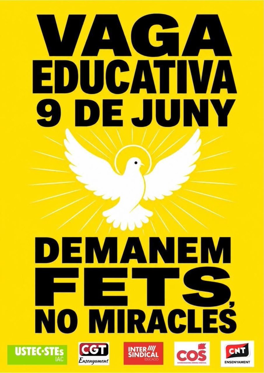 cupnacional's tweet photo. 🟡Aquesta setmana, nou embat de mobilitzacions per l'educació pública, de qualitat i en català

Dimarts 9: vaga educativa
La lluita per la millora del sistema educatiu continua

Diumenge 14: Manifestació de país
Perquè la defensa del sistema educatiu és una responsabilitat de totes