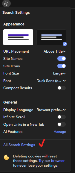 daveglhr's tweet photo. @DuckDuckGo can filter AI-generated images in its searches. Go to settings (gear icon) and "All search settings". I love this. Great job ! #ai #searchengine #duckduckgo #google #bing #yahoo #aifilter https://t.co/AY0qIOgO2R