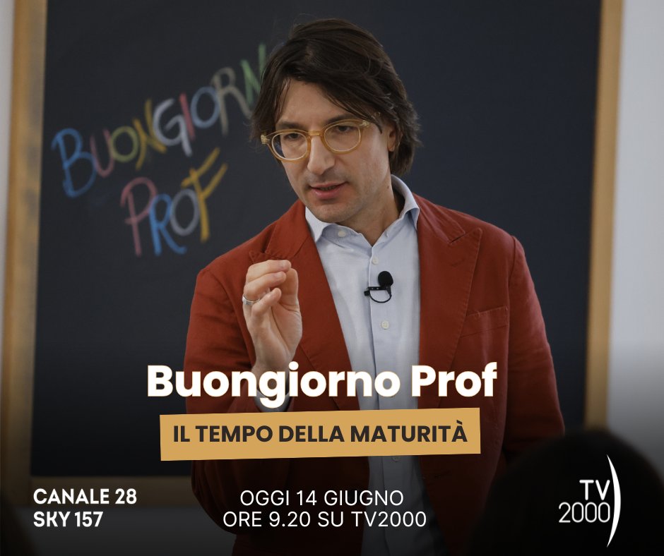 TV2000it's tweet photo. C’è un momento nella vita in cui si è chiamati a diventare grandi. Ma che cosa significa davvero essere maturi?
Oggi #14giugno, ore 9.20 su #Tv2000 Buongiorno Prof, con il prof. Pavone e gli studenti del Sant’Apollinare.
📺Canale 28
📡 157 Sky
📲 App #Play2000
@Monicamondo https://t.co/f25w0JT7Z1
