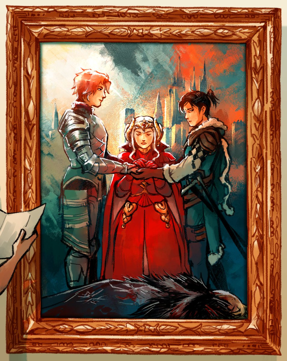 8amtrain's tweet photo. Death of Tradition (c. 1260), oil on canvas, gift of the University of Derdriu Special Collections #sylvixweekend2026 https://t.co/RYVq46Rqc2