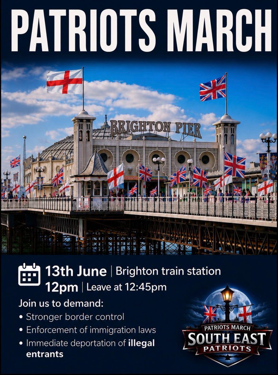 NickTenconi's tweet photo. Brighton here we come!

Until we have justice for our dead and their families - we say: no peace.

Thank you to South East Patriots for organising Saturday's protest. https://t.co/FwMD5Qlmle