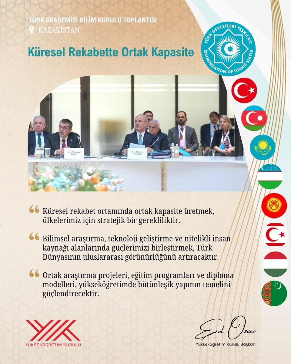 erolozvar's tweet photo. 📍 Türk Akademisi Bilim Kurulu Toplantısı

Türk Dünyasında ortak araştırma, akademik hareketlilik ve kurumsal iş birliklerini geliştirmek için yoğun bir gayret gösteriyor; bilimde, eğitimde ve yükseköğretimde güçlerimizi birleştirerek ortak geleceğimizi daha güçlü şekilde inşa etmeyi hedefliyoruz.

Türk Akademisi Başkanı Sayın Prof. Dr. Şahin Mustafayev’in şahsında Türk Akademisi ailesine katkıları ve misafirperverlikleri için teşekkür ediyorum.