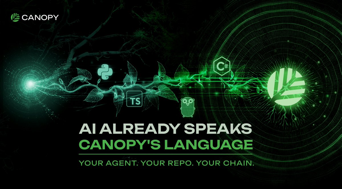 CNPYNetwork's tweet photo. Most AI coding tools were trained on TypeScript, Python, Go, and C#.

Solidity? Not so much.

Canopy Templates let you build a sovereign L1 in the languages AI understands best.

Nothing crazy needed. 
Just your agent, your repo, and a chain that belongs to you 🌿 https://t.co/IDEGrBFfum