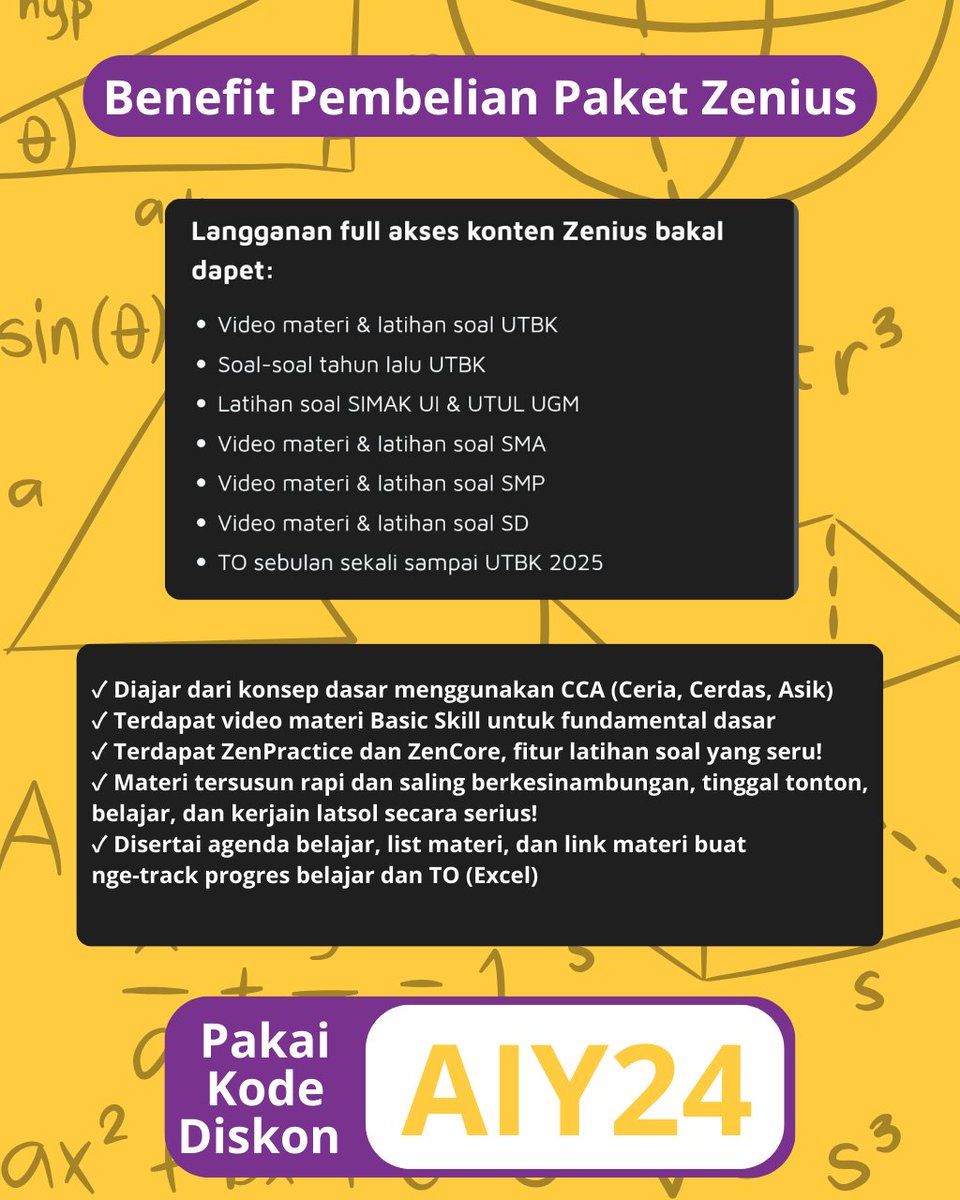 kawanzenius's tweet photo. Jangan ketinggalan belajar di Zenius! Biar paham sampe ke akar-akar!
Mau lebih hemat? 👉 Gunakan kode: AIY24🔥 untuk promo spesial gak bikin kantong jebol!🎯

📍Save kode diskon Zen: AIY24‼️

bimbel online belajar utbk snbt tryout  promo referral to mandiri ujian um diskon https://t.co/3zxBf3VaET