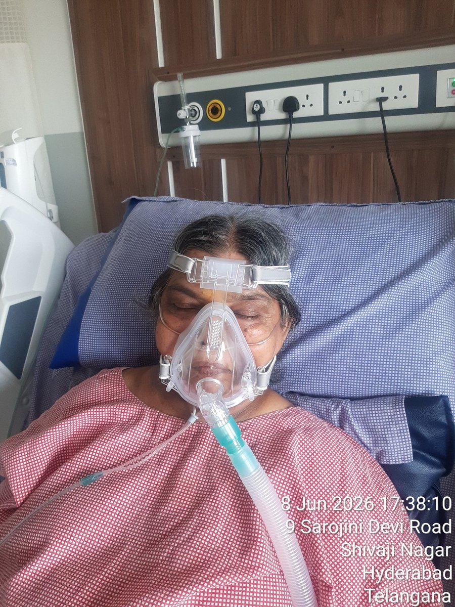 anilnp09's tweet photo. @CollectorHyd - Please ACT NOW, URGENT HEALTH EMERGENCY | MUSHEERABAD
My mother was admitted to hospital on 1st June 2026 with high CO2(63%) and dropping of oxygen levels to 60%, she is now with "continuous" oxygen &amp; NIV Mask (BiPAP/CPAP) support.
#SaveMusheerabad #AirPollution https://t.co/4MSnQ97GzL