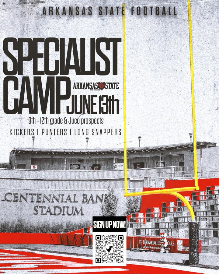 JTVollmar's tweet photo. @CoachLiamPeters thank you for the invite to this weekend’s Arkansas State Specialist Camp. Looking forward to the competition and coaching. #LetItRip
@Kevin_C_Cohn @CoachSchex @colbycox__ @johnvarlas @AStateFB @ThomasMcDaniel4 @TnVarsity @CSmithScout @On3Bmoss @Coach_Casper @TheChrisRubio @therealjwill37