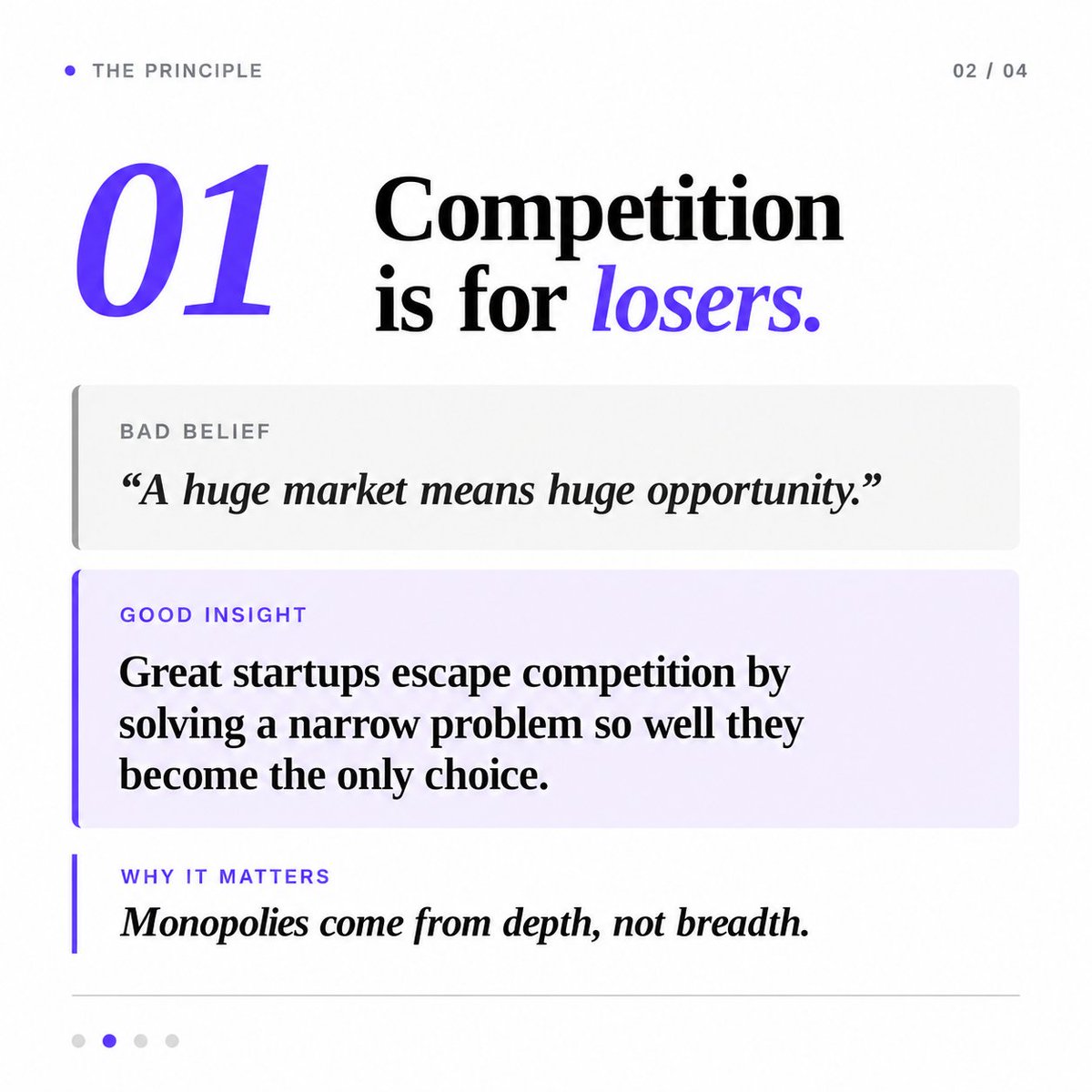 DeltaV_xyz's tweet photo. The best startups don’t win by competing. They win by escaping competition entirely.

Peter Thiel’s Zero to One is built on a simple idea:

- Copying what already exists takes you from 1 to n.

- Creating something new takes you from 0 to 1.