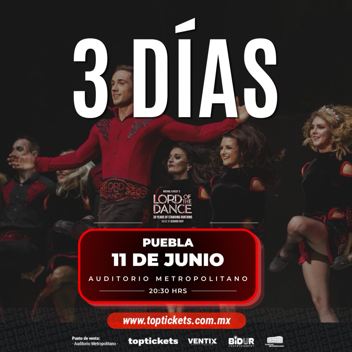 la96_fm's tweet photo. ❗FALTAN  3  DÍAS ❗

¡Prepárate para sentir la energía de Lord of the Dance como nunca antes! 🔥

🗓️ 11 de Junio |  
⏰ 20:30 HRS
📍 Auditorio Metropolitano 

🎫 Venta de boletos en:  https://t.co/3Kkv82QX3S 📱

Y taquillas del Auditorio 

Ventix Espectáculos
#LordOfTheDance  #Baile 
@bachapromotora 
#BachaPromotora