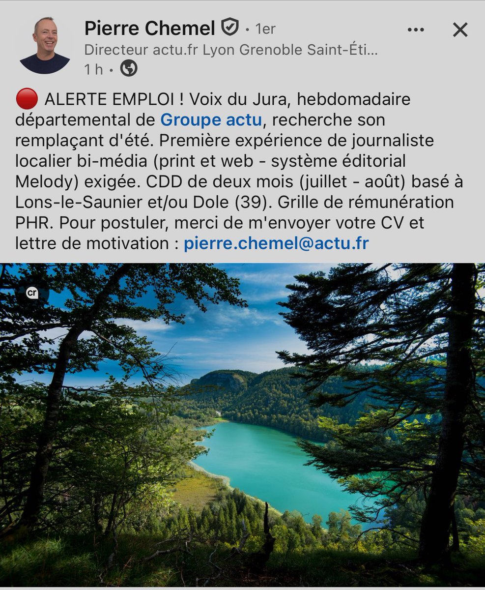 CDestracque's tweet photo. #alertejob #CDD #journalisme Vu sur Linkedin https://t.co/7zFljfDJjC