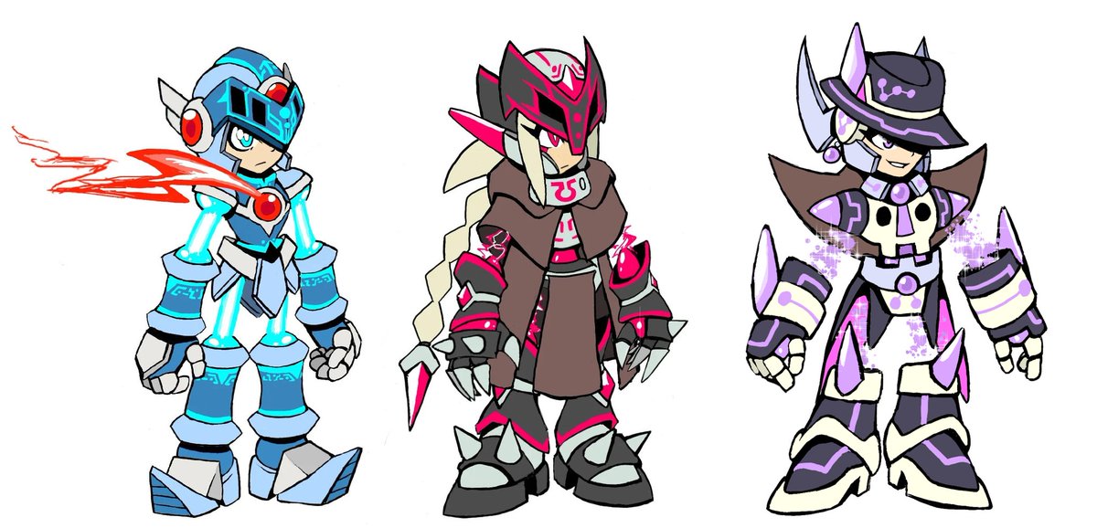Solbliminal's tweet photo. Updated Group Shot of the Mega Man Calibur protag trio. https://t.co/6YUwQA3M70