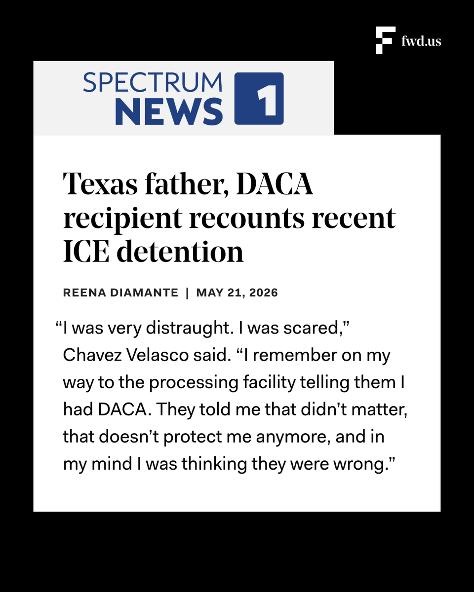 FWDus's tweet photo. ICYMI: Juan is a DACA recipient who was detained by ICE and held in detention for 3 months. Thankfully, Juan was recently released and is home with his family. He shares this ordeal with @SpectrumNews1TX https://t.co/nCjJdtA67F