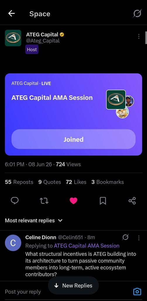 Celin651's tweet photo. @Ateg_Capital Joined,Glad to be part of this ama🥳🎊 https://t.co/mkJ26swZ6M
