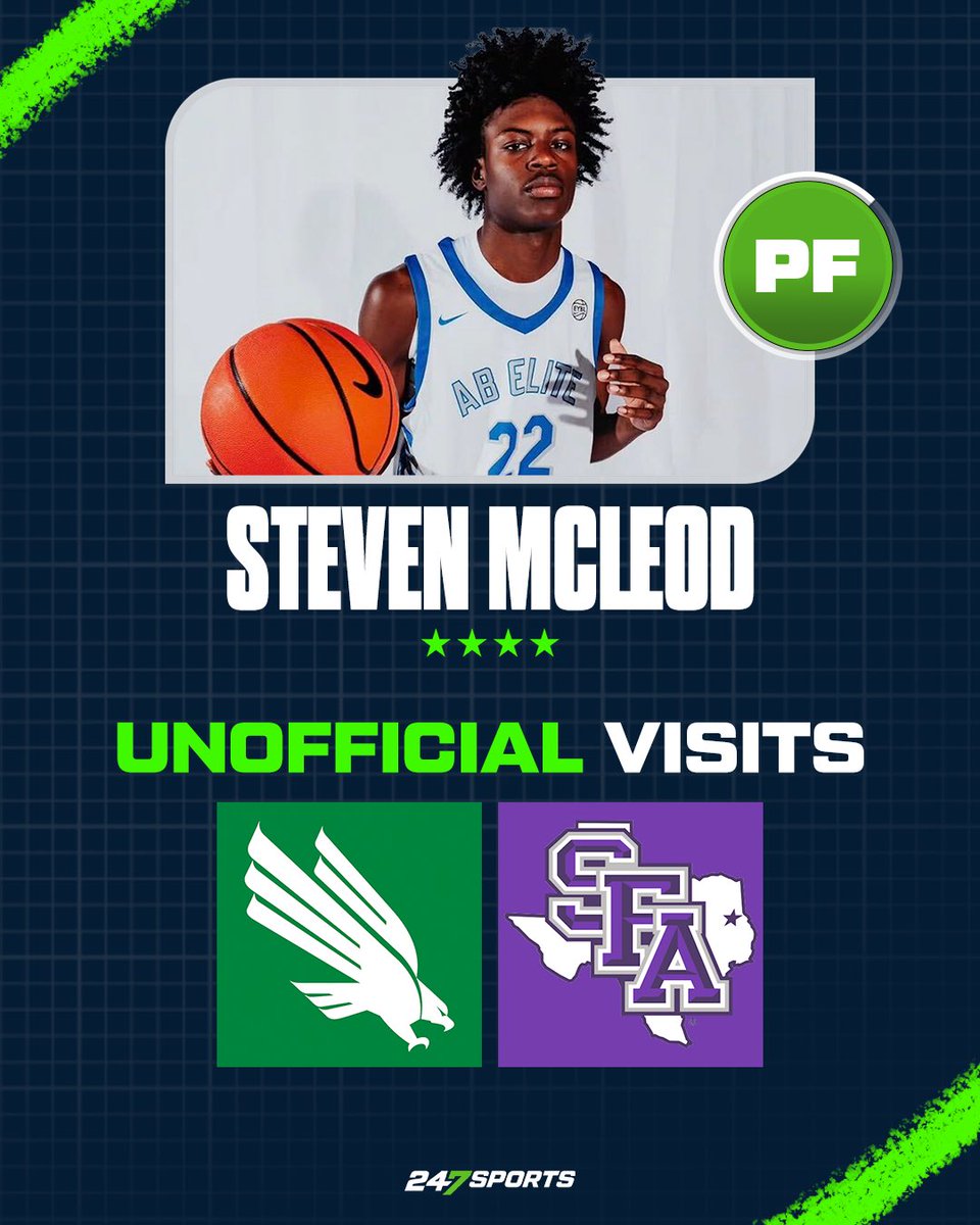 BJenkins247's tweet photo. Composite four-star recruit Steven McLeod is currently on an unofficial visit to Stephen F. Austin and is scheduled to visit North Texas on Friday, a source tells @247Sports. 

𝗣𝗥𝗢𝗙𝗜𝗟𝗘 https://t.co/2TbqbkisKB https://t.co/IHEEOOJ3qq