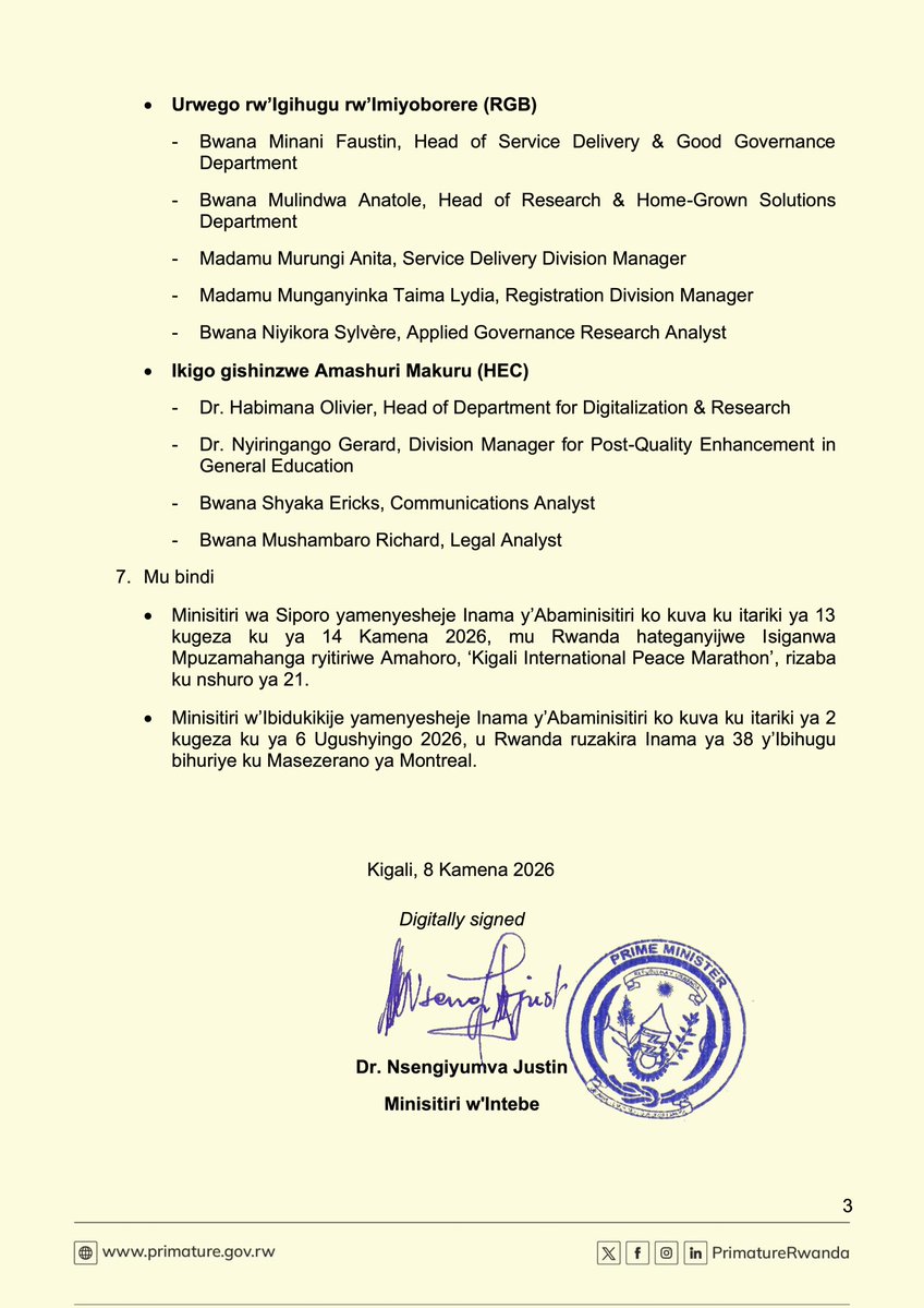 rbarwanda's tweet photo. 🚨AMAKURU AGEZWEHO🚨

Inama y’Abaminisitiri yemeje ishyirwaho ry’Ikigo cy’Igihugu gishinzwe Ikoranabuhanga ry’Ubwenge Buhangano kizihutisha iterambere ry’ikoranabuhanga, guhanga ibishya no gushyira mu bikorwa ishoramari n’imiyoborere hagamijwe gushyigikira impinduramatwara mu ikoranabuahanga.

Soma ibyemezo by'Inama y'Abaminisitiri yateranye kuri uyu wa Mbere iyobowe na Perezida Paul Kagame. #RBAAmakuru