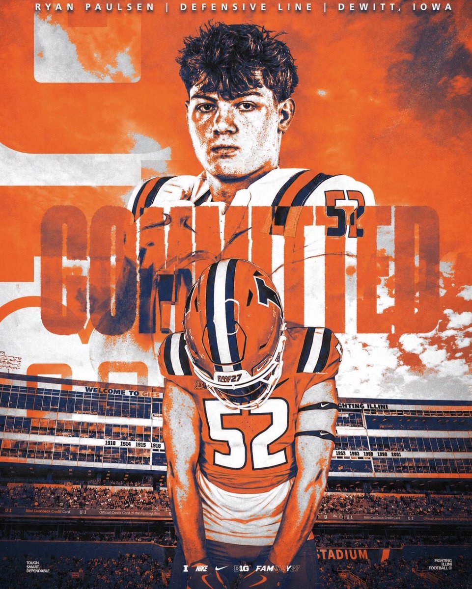 LukeJLowry's tweet photo. 🚨COMMIT ALERT🚨 

2027 3⭐️ Iowa EDGE Ryan Paulsen commits to Illinois!

Welcome @Ryan_Paulsen14 to the famILLy, #IlliniNation! 🔶🔷🏈 https://t.co/ynsEfQK5hz