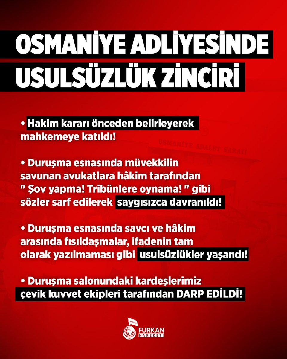 Fv_Funda's tweet photo. Osmaniye adliyesinde usulsüzlük zinciri !

OsmaniyeAdliyesinde Skandal
#OsmaniyeAdliyesi https://t.co/BNXu9WqKua