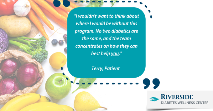 RiversideMC's tweet photo. Diabetes can be overwhelming. The Riverside Diabetes Wellness Center offers support groups, tips for learning healthy eating habits, and more. https://t.co/H158RbA8Id https://t.co/vCtkch4m2w