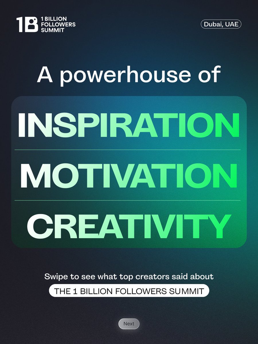 1billionsummit's tweet photo. Where creativity meets opportunity! 🌎🚀
The #1BillionSummit brought together creators from around the world for inspiring conversations, meaningful connections, and unforgettable moments.

Swipe to see what they had to say 👉✨

1/3 https://t.co/elqdzEZVJT