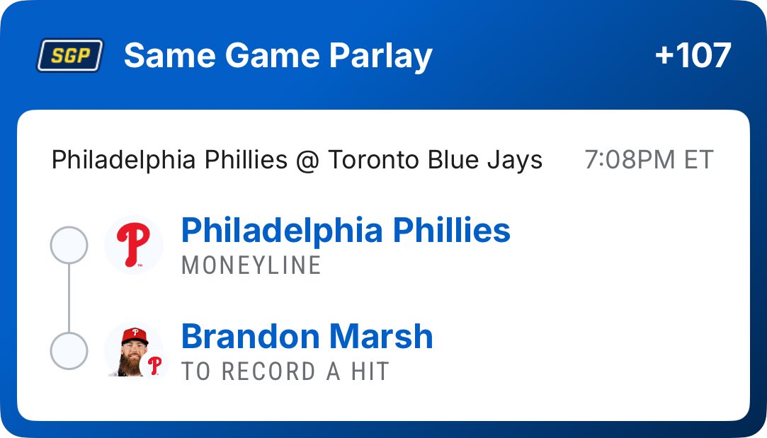 OddsDonny's tweet photo. Little SGP for Phillies-Blue Jays (+107)
Phillies ML 
Brandon Marsh to record a hit
#Gambling𝕏 https://t.co/YfmkdvxnVz