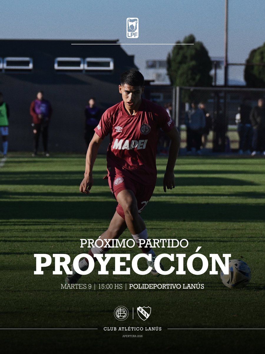 clublanus's tweet photo. 🔜 Independiente

📌 Se viene la 17ª fecha del #TorneoProyección Apertura 2026: mañana a las 15:00, en #CabreroYGuidi

💻📲 Transmisión de @LPFPlay

🔗 Información completa: https://t.co/h4IxufFRmN
🎟️ Ingreso sin cargo para socios y socias con carnet

#LanúsProyección 🇱🇻 https://t.co/5fcovKUeXJ