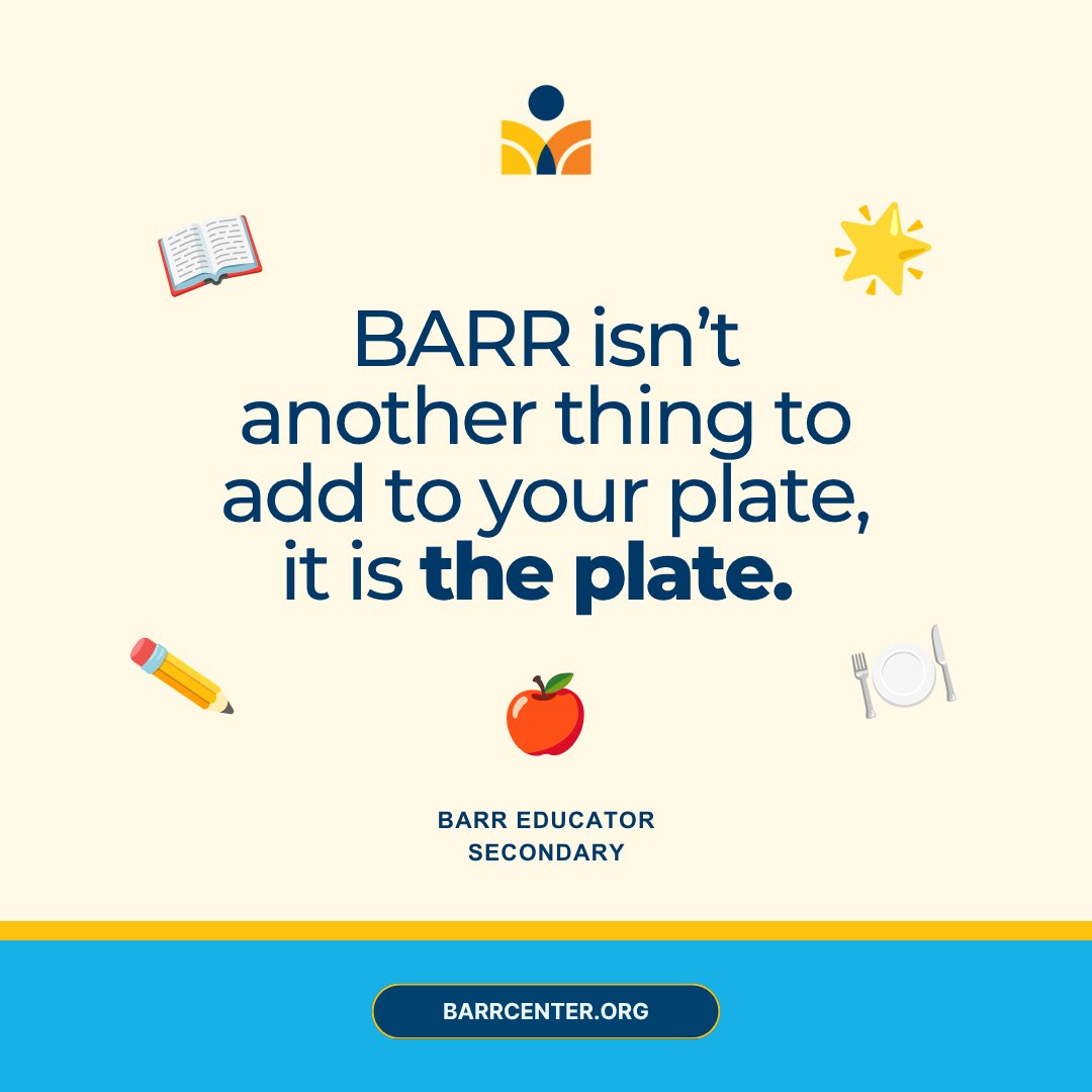 BarrCenter's tweet photo. As one educator put it: “BARR isn’t another thing to add to your plate, it is THE plate.” It’s a way of working together that centers students — and supports educators.
As summer begins, it’s a chance to reflect on what worked, what grew, and what’s possible next year.  💫 https://t.co/ipjr28WtID