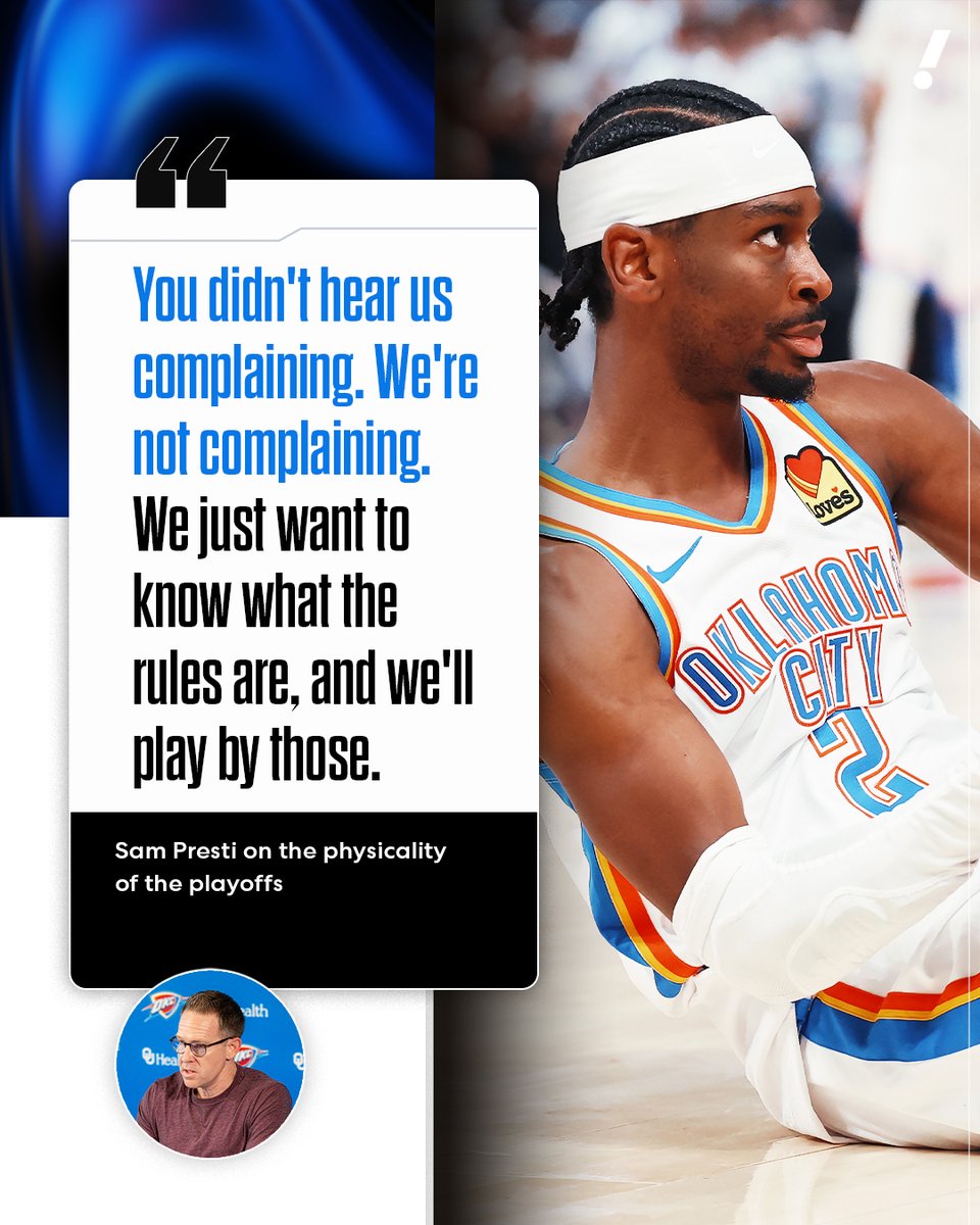 YahooSports's tweet photo. Sam Presti says the Thunder just want to play by the rules. https://t.co/Sg5mO2sBx7