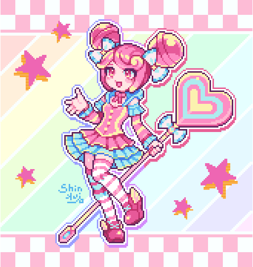 shinkujo's tweet photo. 🍭キャンディの魔法少女！  #ドット絵 https://t.co/AKwtQzicFQ