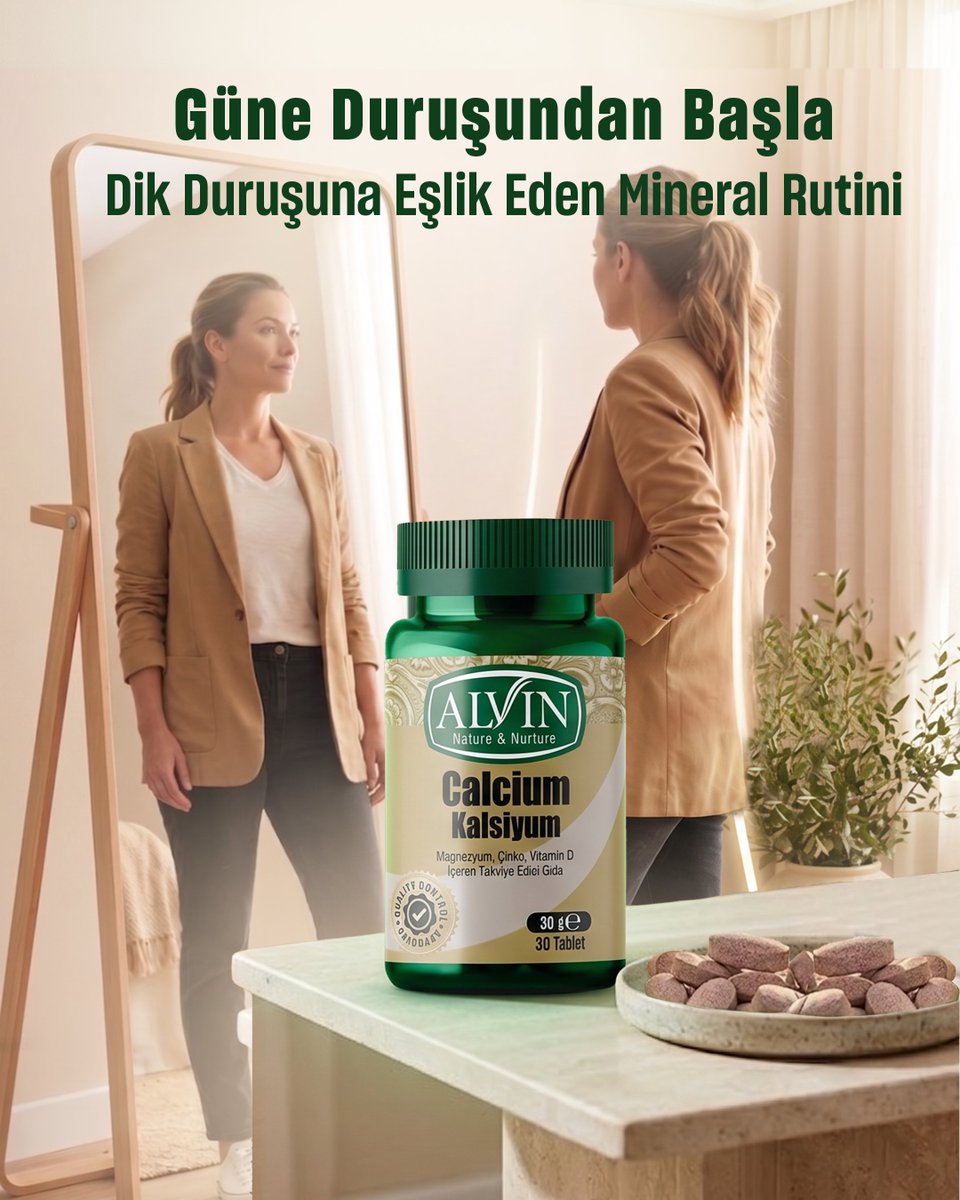 AlvinNature's tweet photo. Dik duruş, gün içindeki beden farkındalığının da bir parçası.🌱

Alvin Calcium Complex; Kalsiyum, Magnezyum, Çinko ve Vitamin D içeren tablet formunda bir takviye edici gıdadır.

Keşfedin: https://t.co/5pJAO9hDpg🌐

#AlvinNature #CalciumComplex #TakviyeEdiciGıda https://t.co/5MHpMEiswc