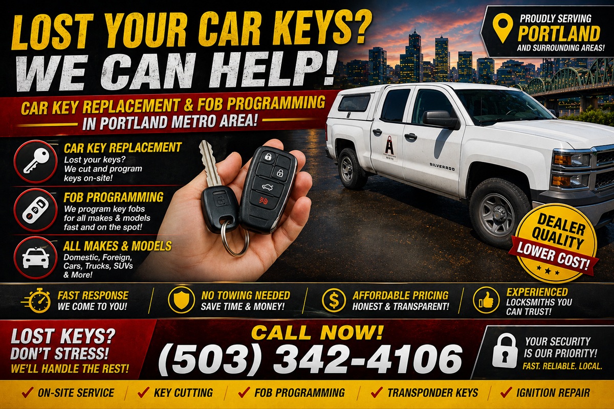 AdvantageLocks's tweet photo. Lost your car keys? We provide car key replacement and key fob programming for most makes and models. Our mobile locksmith comes to your location for convenience. https://t.co/kHQZmnBJds
#Locksmith #Portland #CarKeyReplacement https://t.co/yy1k5wslQM