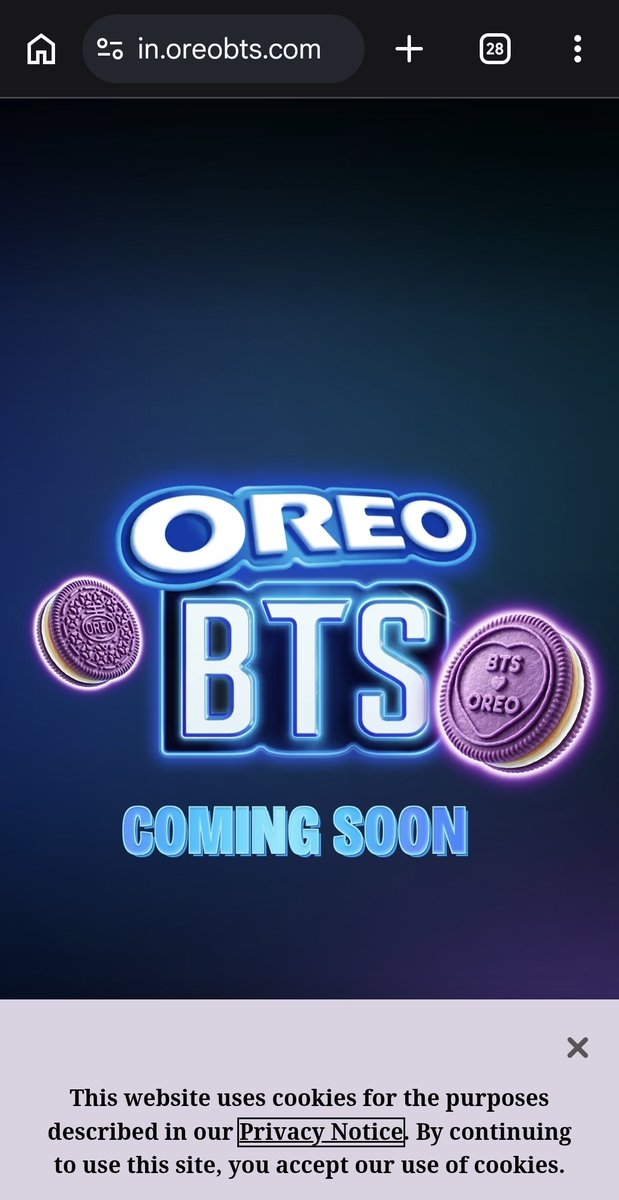 teamindiaforbts's tweet photo. Indian ARMYs have been eagerly waiting for today! 🇮🇳💜 June 8th was supposed to be the launch, but the official @oreo_india site still says "Coming Soon" while @letsblinkit shows "Out of Stock" before anyone could buy. Could you please clarify the release timeline? https://t.co/LZknySPRMV