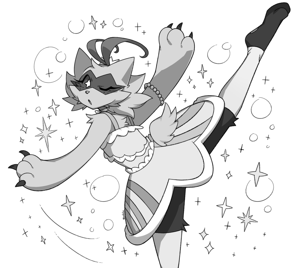 Blushily's tweet photo. Elegant Meowscarada! (For Dapuffster) #Pokemon https://t.co/ybRr3mUk6t