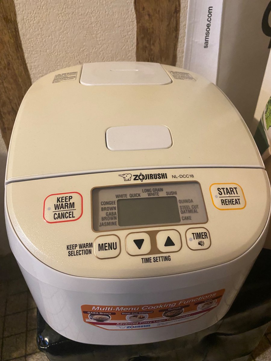 SimonLouisM's tweet photo. @ZojirushiUSA please help, i received for birthday a Zojirushi for California power but I am French, so the supply was not matching then I get a 220 V to 110 volt converter but the rice is not cooking, menu remains black , can you suggest something or .. https://t.co/hbn8BBuv2g